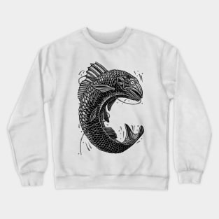 Black and White Jumping Trout Crewneck Sweatshirt